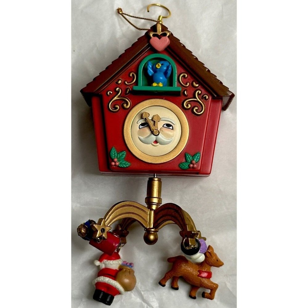 Vintage 1995 Lustre Fame Dangle Mobile Clock Christmas Ornament No Box - Picture 1 of 10